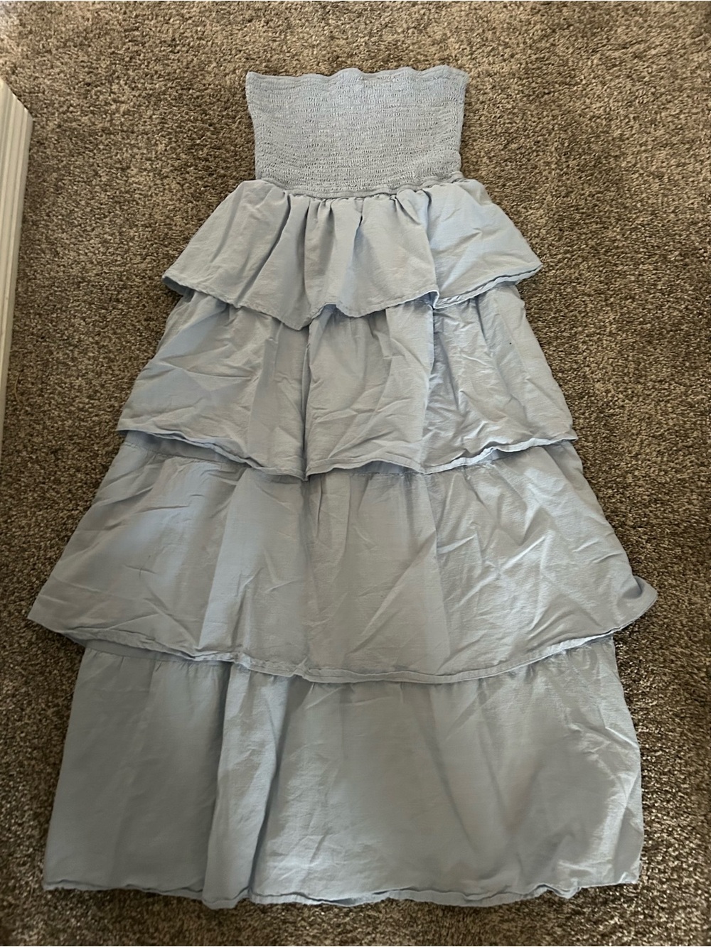 Light Blue Tiered Ruffle Dress